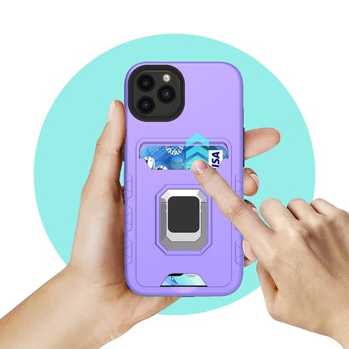 Square Ring Stand with Card Slot Hybrid Case for iPhone 13 Pro Max - My 2 buyTech Accessories