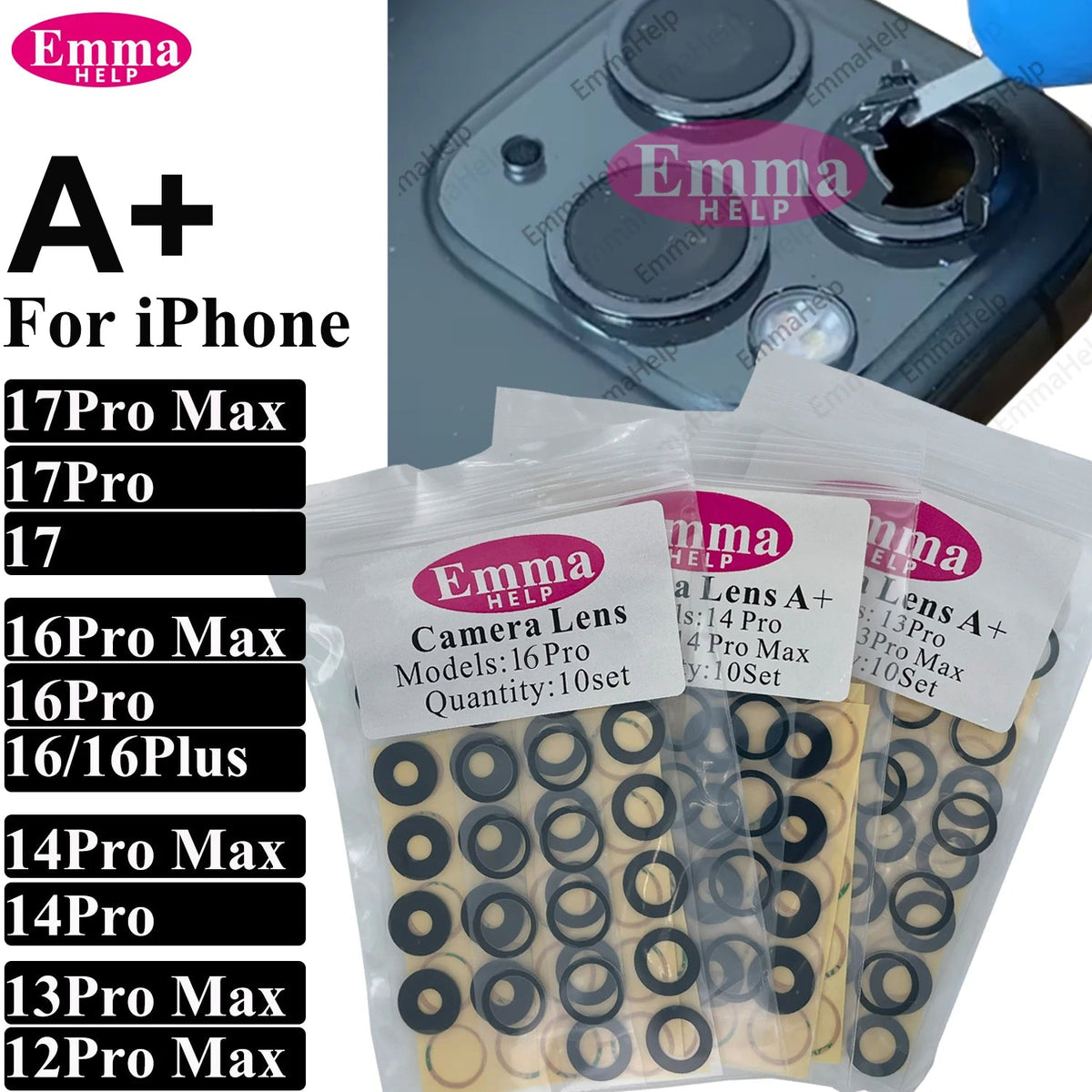 10Set A+ Back Camera Glass for iPhone 16 15 Pro Max 17 Air 14 Plus 13 - My 2 buyOther