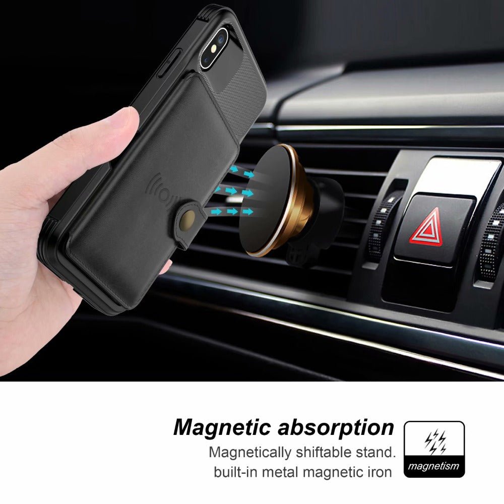 360 Protection Magnetic Leather Wallet Armor Case for iPhone - My 2 buyMobile & Laptop Accessories