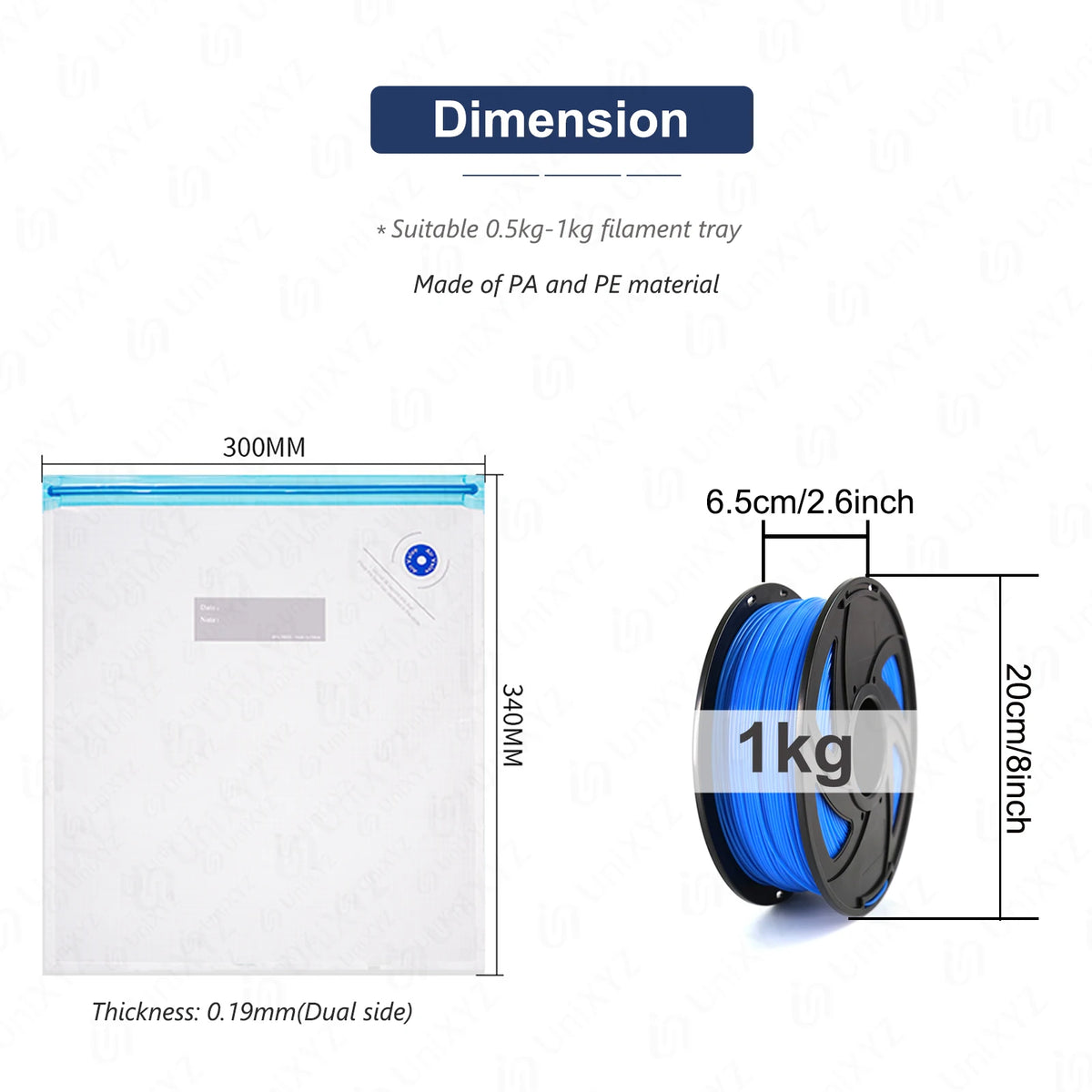 3D Printer PLA ABS TPU PETG 1kg Filament Vacuum Storage Bags Keep