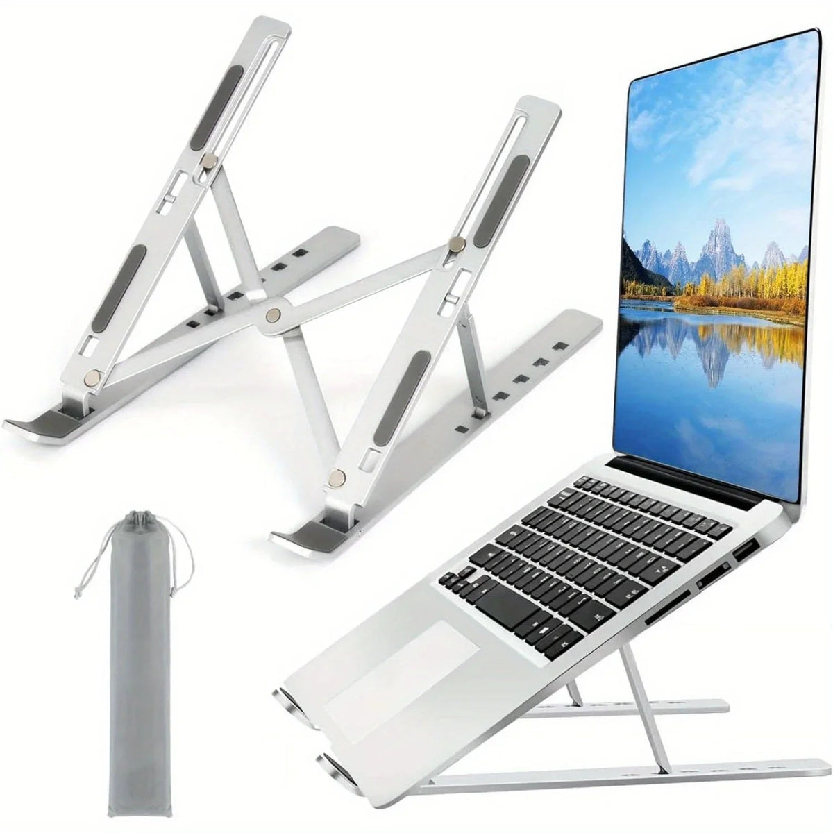 Adjustable Aluminum Laptop Stand - 6-Level Height, Foldable & Portable - My 2 buyOther