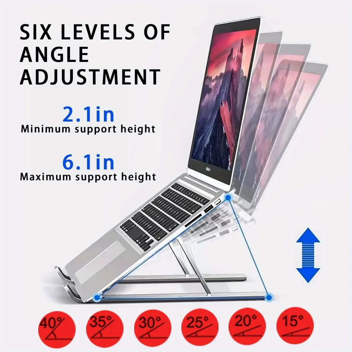 Adjustable Aluminum Laptop Stand - 6-Level Height, Foldable & Portable - My 2 buyOther