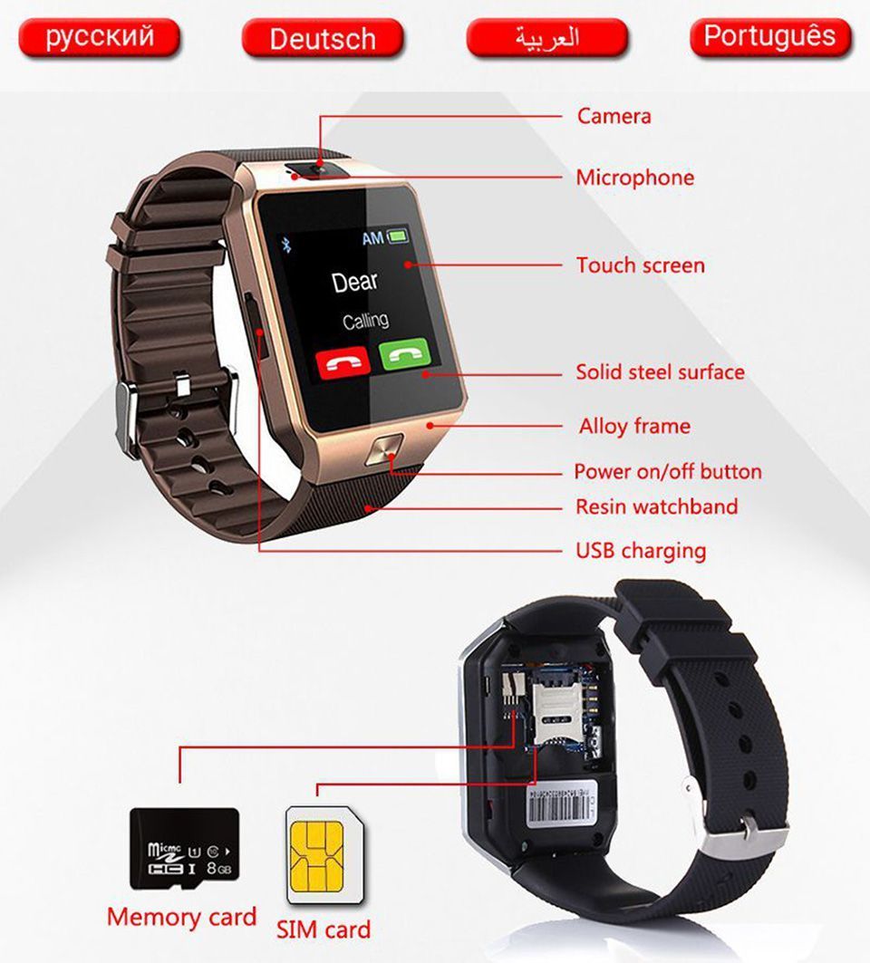 Bluetooth android smart watch with Camera Clock SIM TF Slot smartwatch - My 2 buyWomen's Clothing