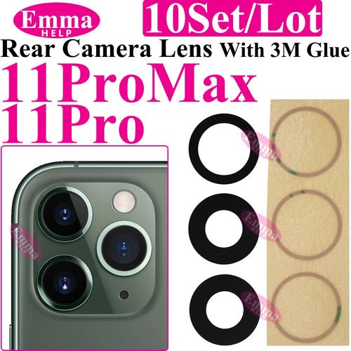 Emmahelp 10pcs A+ Back Camera Glass for iPhone 11 12 13 14 15 Pro Max - My 2 buyOther