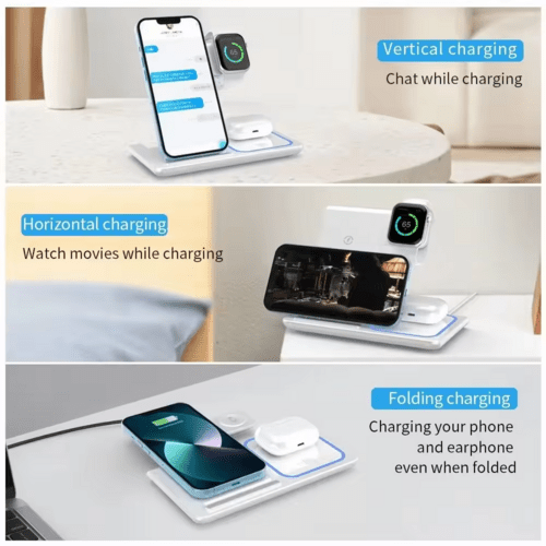 Foldable 3 In 1 Fast 15w QI Wireless Charging Station - My 2 buy