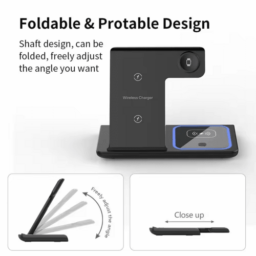 Foldable 3 In 1 Fast 15w QI Wireless Charging Station - My 2 buy