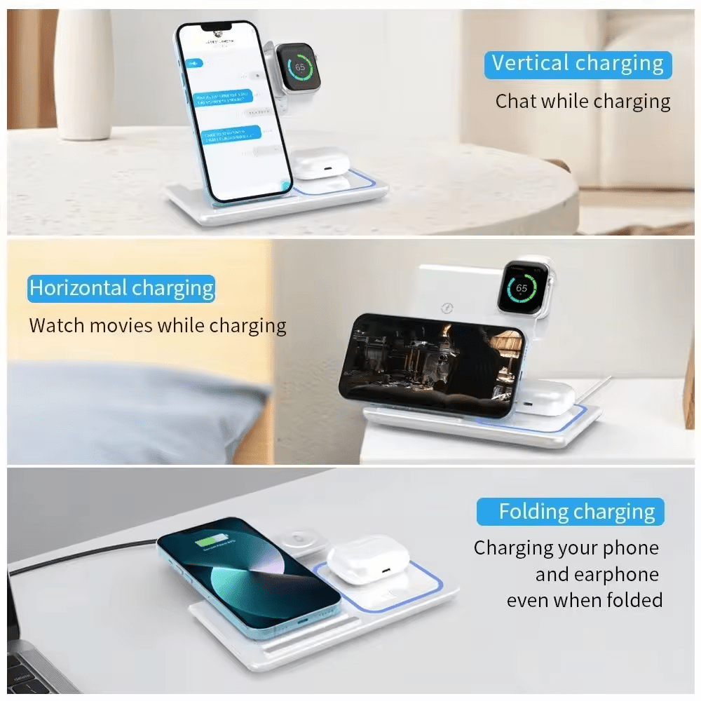 Foldable 3 In 1 Fast 15w QI Wireless Charging Station - My 2 buyMobile & Laptop Accessories
