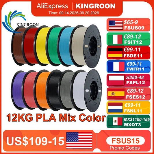 KINGROON 10KG/22LBS Multicolor PLA Filament 1KG/Roll 1.75mm For 3D - My 2 buyOther