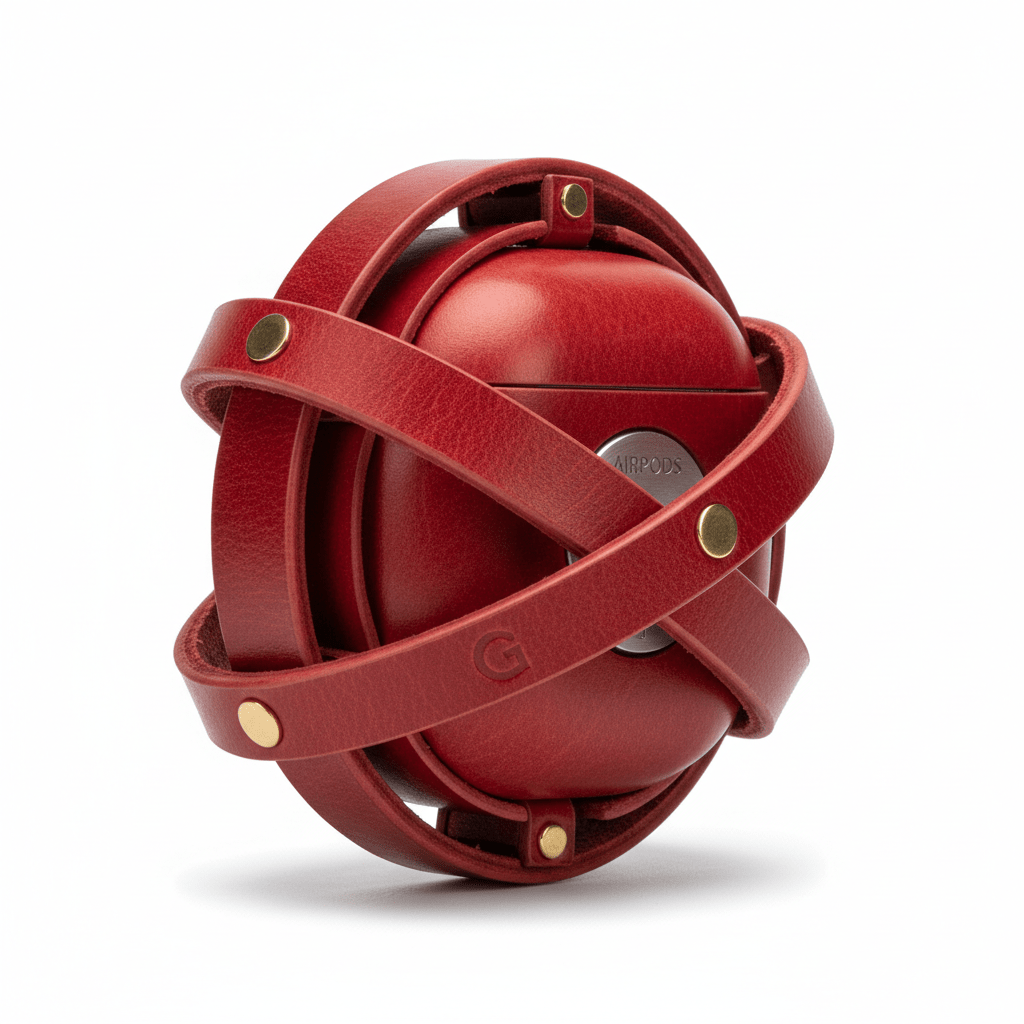 Leather Earphone Case Gyro Box For AirPods Red - My 2 buyMobile & Laptop Accessories