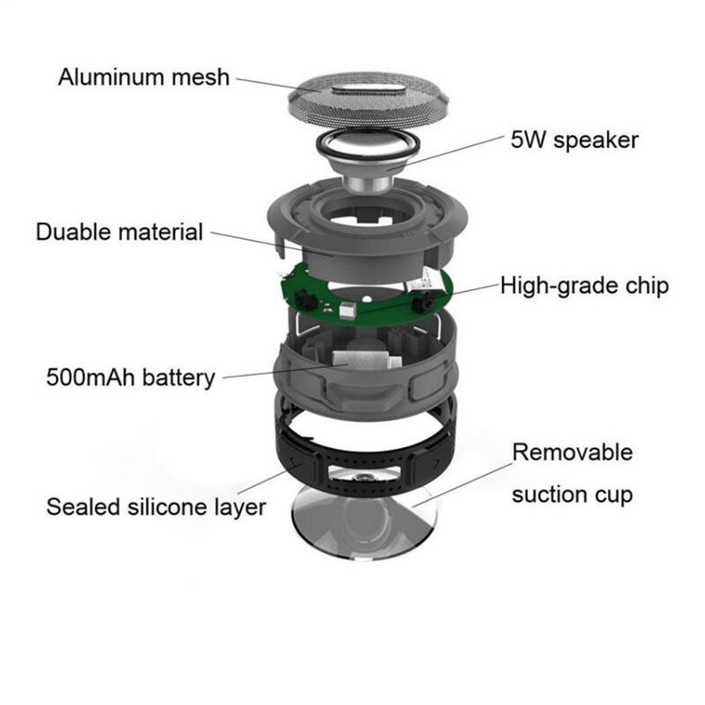Mini Portable Waterproof Bluetooth Speaker with Suction Cup - My 2 buyTech Accessories
