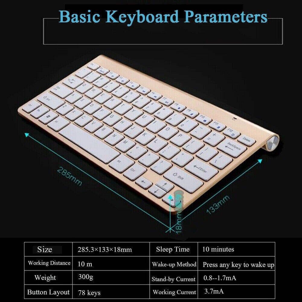 Mini Wireless Keyboard And Mouse Set Waterproof 2.4G For Mac Apple PC - My 2 buyTech Accessories