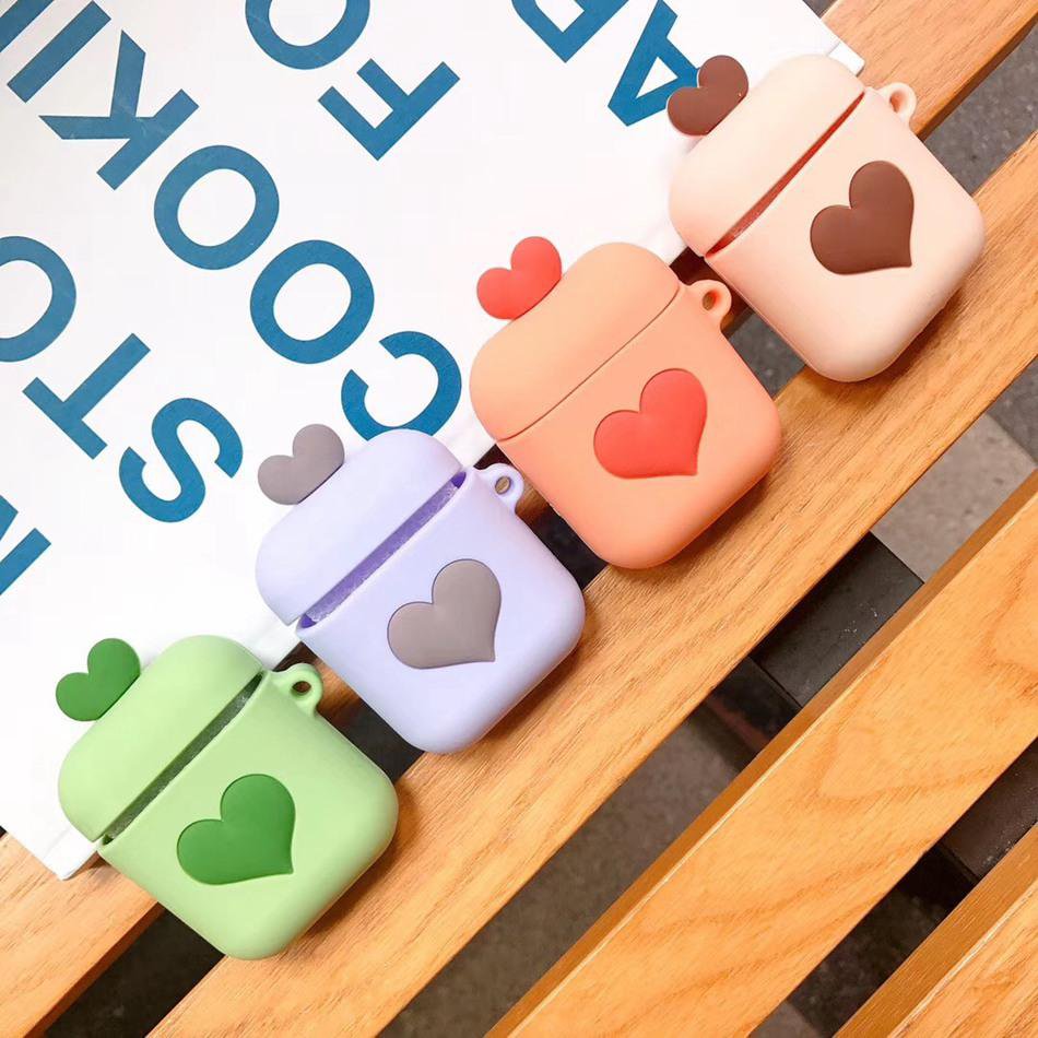 غطاء سماعات AirPods بشكل قلب باستيل - مجموعتي المكونة من غطاءين وأغطية