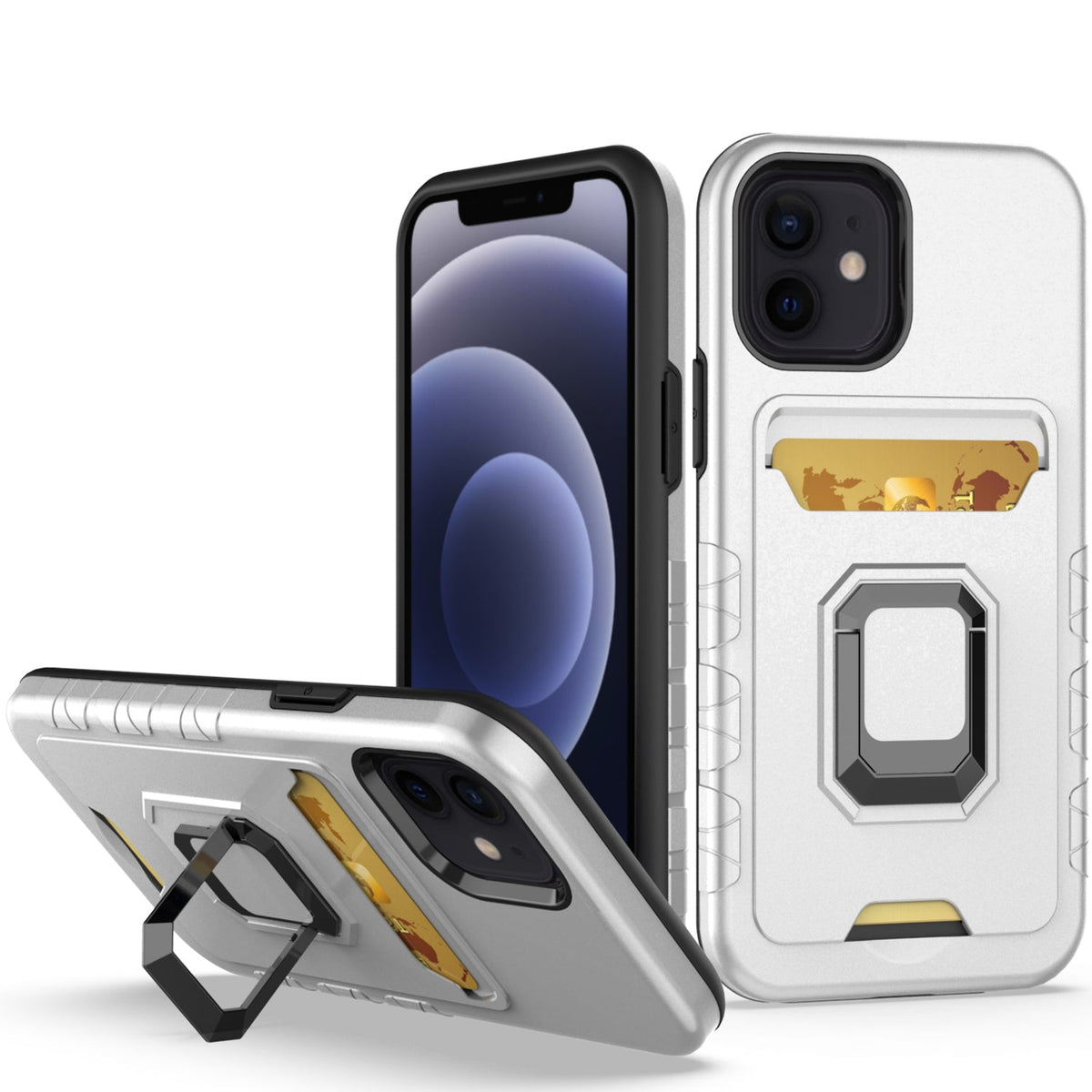 Square Ring Stand with Card Slot Hybrid Case for iPhone 13 Pro Max - My 2 buyTech Accessories
