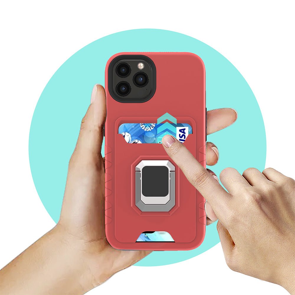 Square Ring Stand with Card Slot Hybrid Case for iPhone 13 Pro Max - My 2 buyTech Accessories