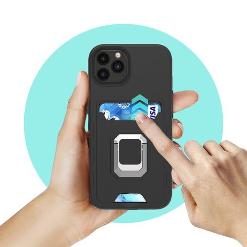 Square Ring Stand with Card Slot Hybrid Case for iPhone 13 Pro Max - My 2 buyTech Accessories